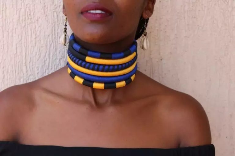 African Choker Necklace Boho Choker Handmade Fabric