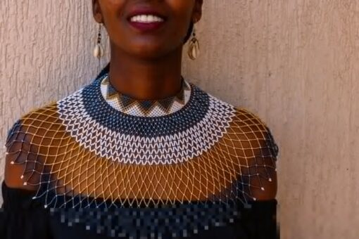 African wedding necklace handmade fabric