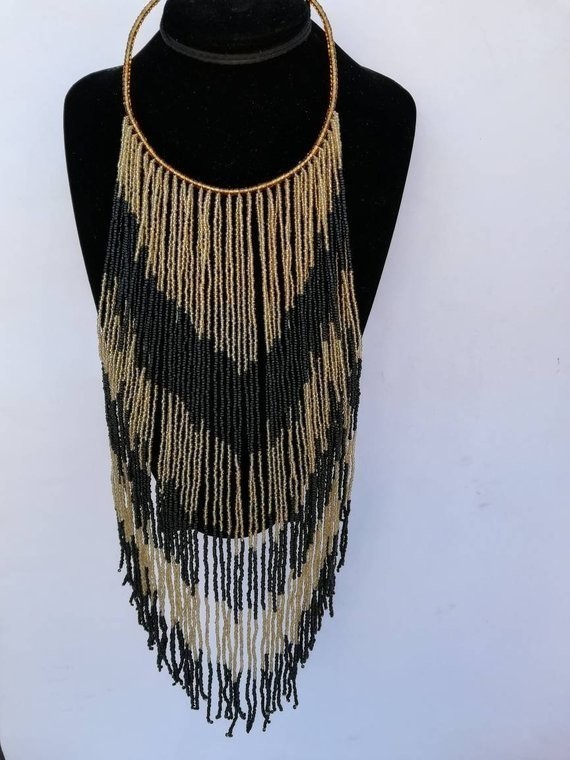 beaded fringe necklace