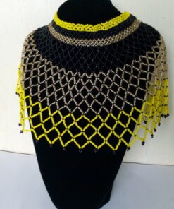 African Beaded Cape necklace handmade fabric