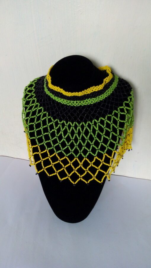 Zulu Beaded Cape necklace handmade fabric