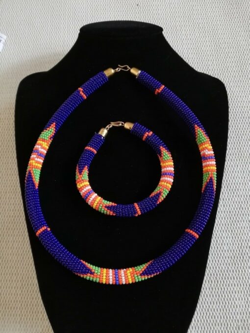 African Zulu beaded necklace handmade fabric