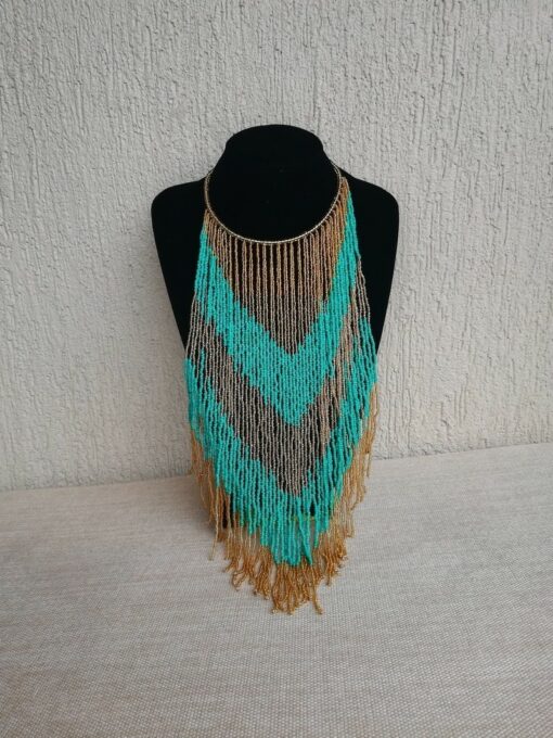 African Fringe Necklace handmade fabric