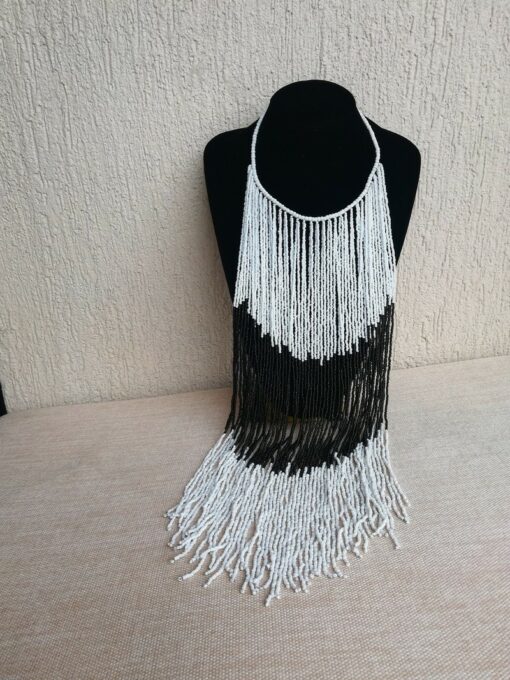 African Beaded Fringe Necklace