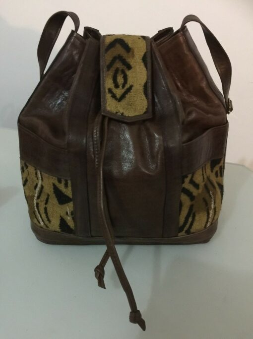 Sac bourse de femme cuir et bogolan