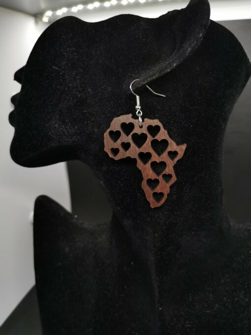 Boucle d'oreille femme en bois Afrique