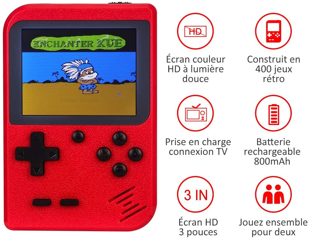 Console De Jeu Portable, Mini Console De Jeu Rétro Rechargeable Avec écran  Couleur De 3 Pouces Pour Enfant 