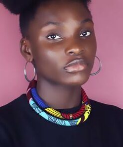 Collier tissu africain, Collier africain femme, collier fait en tissu