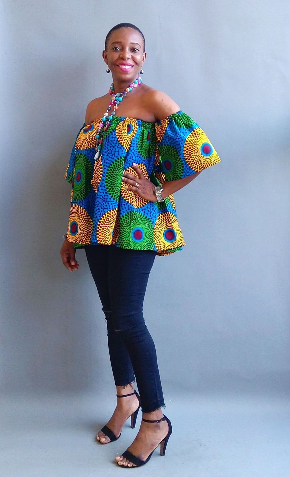 African Print Elasticated Off-Shoulder Top - Africabaie.com