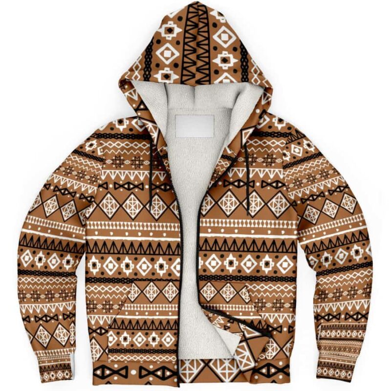 Brown African Mud Cloth Microfleece Hoodie - Africabaie.com