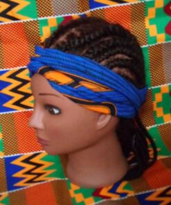 Bandeau wax cheveux Bleu Tissu wax "Plume de paon" boucl'ebene by aime ti_profil