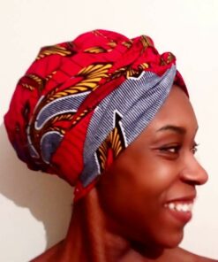 bonnet turban femme rouge tissu wax africain grotto_1