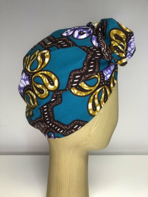 Turban Wax turquoise et violet